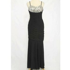 💎 Stunning NEW Size 2 Sean Couture Black and Silver Sequin Ruched Gown